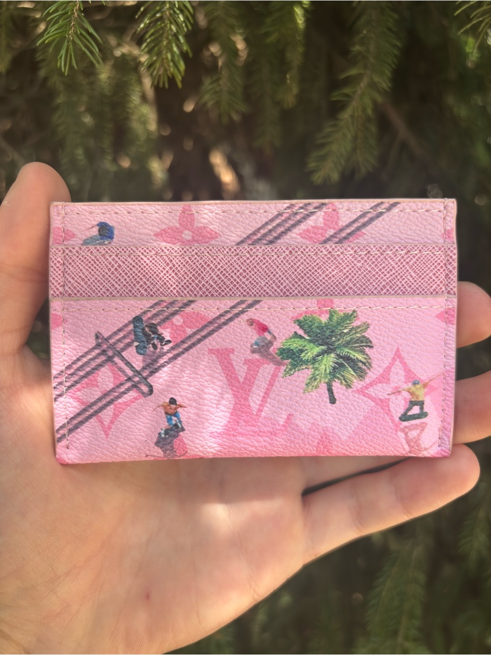 Louis Vuitton Pink Monogram Card Holder with Tropical Print